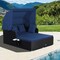 Costway Patio Rattan Daybed Lounge Retractable Top Canopy Side Tables Cushions